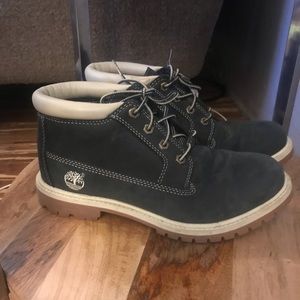 Natural Blue Leather Timberland Ankle Boots